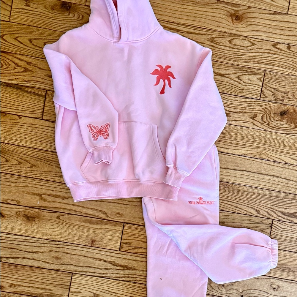 Pink Palm Puff “For the Hope of it All’ Hoodie with Matching Sweat Pants